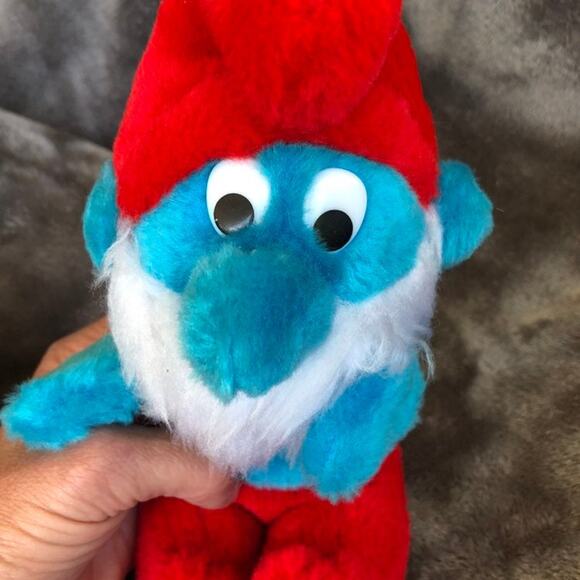 Vintage Papa Smurf Plush Doll 8" 1981 Wallace Berrie Smurf Nut Hull Stuffing - Picture 5 of 12